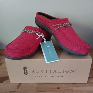 Revitalign Siesta Slide Carrick Women 11B Red New Orthotic Comfort Mules RV1183